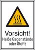 Warn-Kombischild Vorsicht! Heiße Gegenstände oder Stoffe Aluminium (B x H) 262 mm x 371 mm ISO 7010 1 St.
