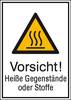 Warn-Kombischild Vorsicht! Heiße Gegenstände oder Stoffe Folie selbstklebend (B x H) 131 mm x 185 mm ISO 7010 1 St.