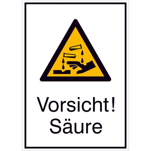Warn-Kombischild Vorsicht! Säure Folie selbstklebend (B x H) 131 mm x 185 mm ISO 7010 1 St.