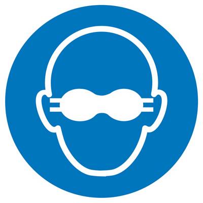 'Symbol einer Person mit Schwimmbrille in einem blauen Kreis, Hinweis auf Schwimmbereich oder Schwimmunterricht.'