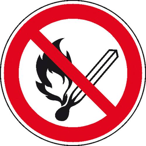 Thumbnail - Verbotsschild Keine offene Flamme, Feuer, offene Zündquelle und Rauchen verboten Aluminium (Ø) 400 mm ISO 7010 1 St.