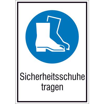 Gebotsschild Fußschutz benutzen Aluminium (B x H) 131 mm x 185 mm  ISO 7010 1 St.