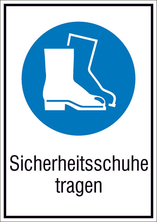 Gebotsschild Fußschutz benutzen Folie selbstklebend (B x H) 131 mm x 185 mm  ISO 7010 1 St.