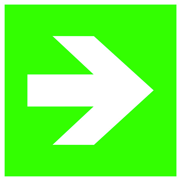 Weißer Pfeil auf grünem Hintergrund zeigt nach rechts, symbolisiert eine Richtung oder Wegweisung.