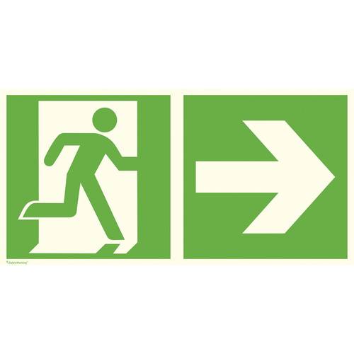 Fluchtwegschild Folie Notausgang rechts, Richtungsangabe rechts SafetyMarking 38.0087 (B x H) 400 mm x 200 mm ISO 7010 1...