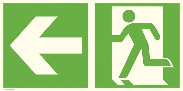 Fluchtwegschild Aluminium Notausgang links, Richtungsangabe links SafetyMarking 15.0089 (B x H) 400 mm x 200 mm ISO 7010 1 St.