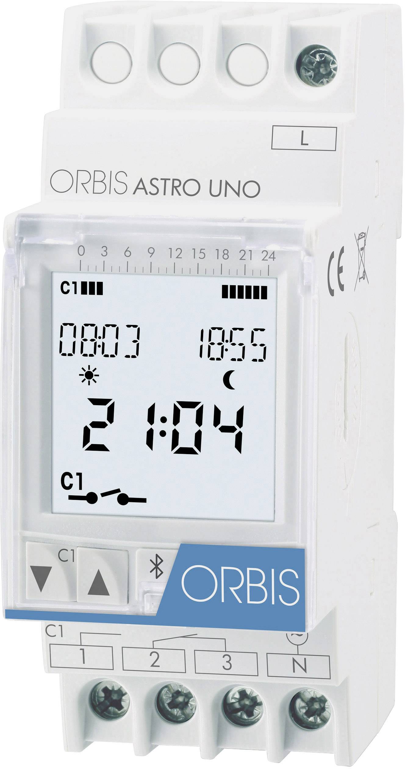 ORBIS ZEITSCHALTTECHNIK Zeitschaltuhr für Hutschiene Betriebsspannung: 230 V/AC ASTRO UNO 1 Wec