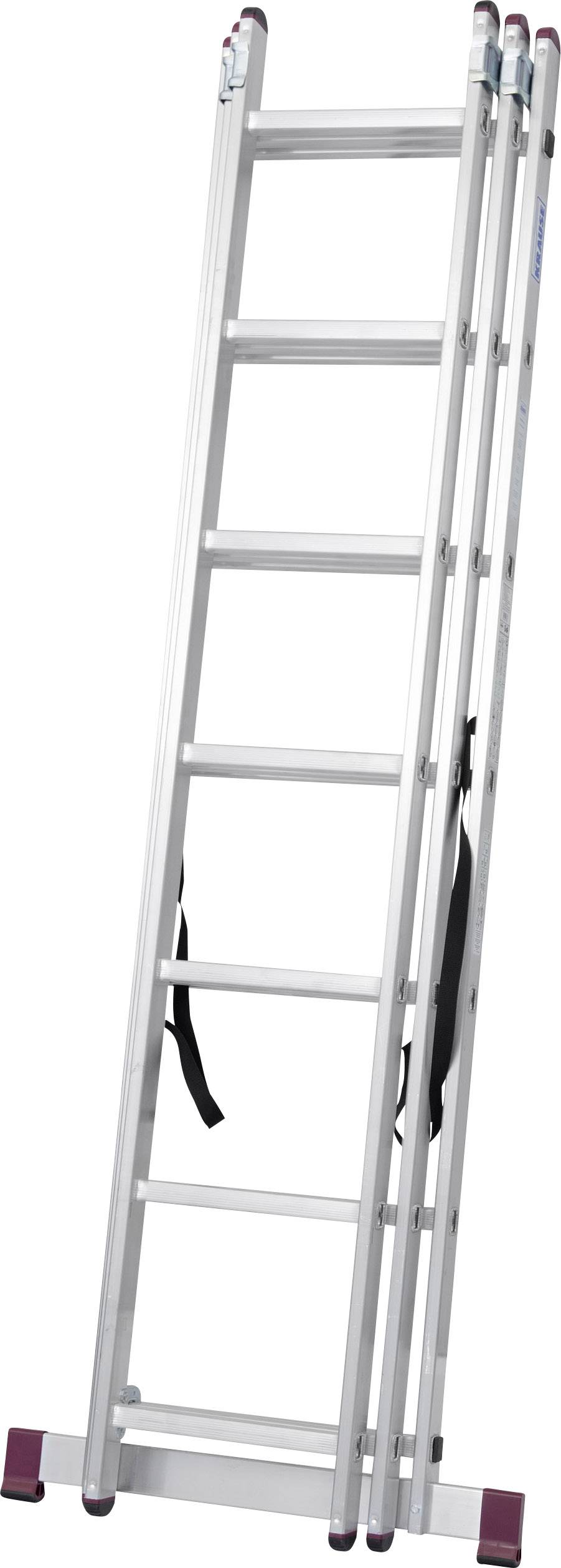 Eine Metallleiter mit neun Sprossen, seitlich gestützt und zusammengeklappt, geeignet für das Klettern auf höhere Ebenen.