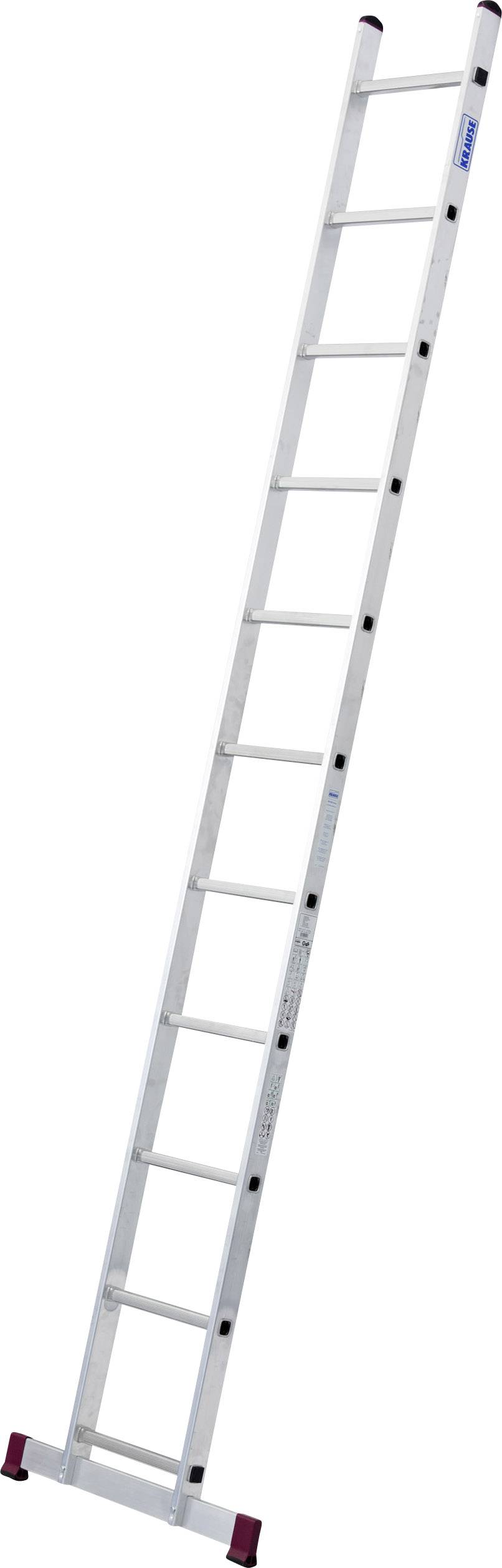 Silberne Anlegeleiter mit zehn Sprossen, kippsicher und geeignet für Arbeiten in der Höhe.