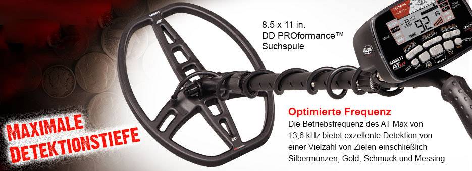 'Metalldetektor mit 8,5 x 11 in. Suchspule, optimierter Frequenz von 13,6 kHz für maximale Detektionstiefe: Silber, Gold, Schmuck.'