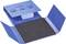 Eine geöffnete, blaue antistatische Verpackung mit Schaumstoffeinlage. Sie schützt empfindliche elektronische Bauteile.