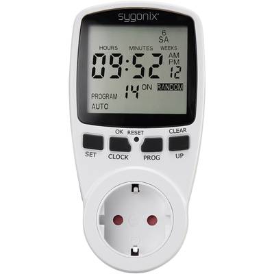 Sygonix 1625525 Steckdosen-Zeitschaltuhr digital  Wochenprogramm  3680 W  Timer-Funktion, START/STOPP-Funktion, Zufallsf