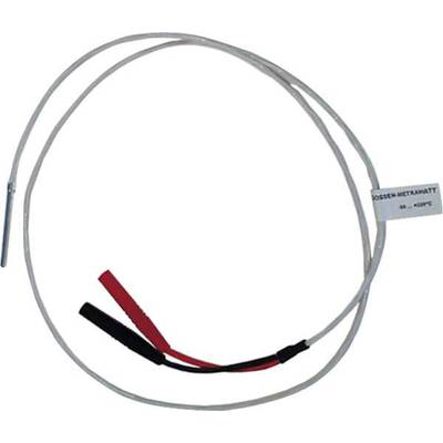 Langes, dünnes Kabel mit schwarzen und roten Drähten am Ende, möglicherweise ein Temperatursensor oder eine Sonde.