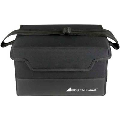 Eine schwarze Tragetasche mit dem Logo 'Gossen Metrawatt' drauf.