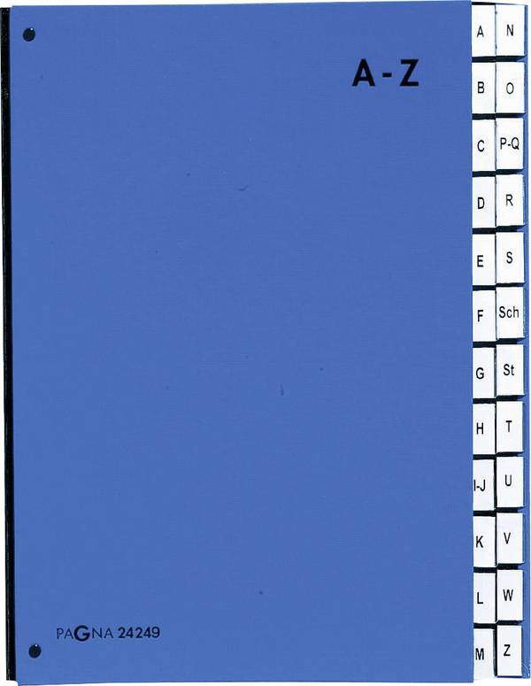PAGNA  24249-02 Pagna - Gliederungsordner - 24 Fächer - 24 Teile Hartpappe Blau DIN A4 Anzahl der Fächer: 24 A-Z