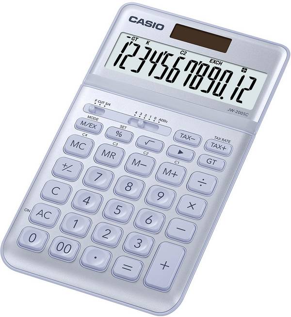 Casio JW-200SC Tischrechner Blau Display (Stellen): 12 solarbetrieben, batteriebetrieben (B x H x T) 109 x 11 x 184 mm