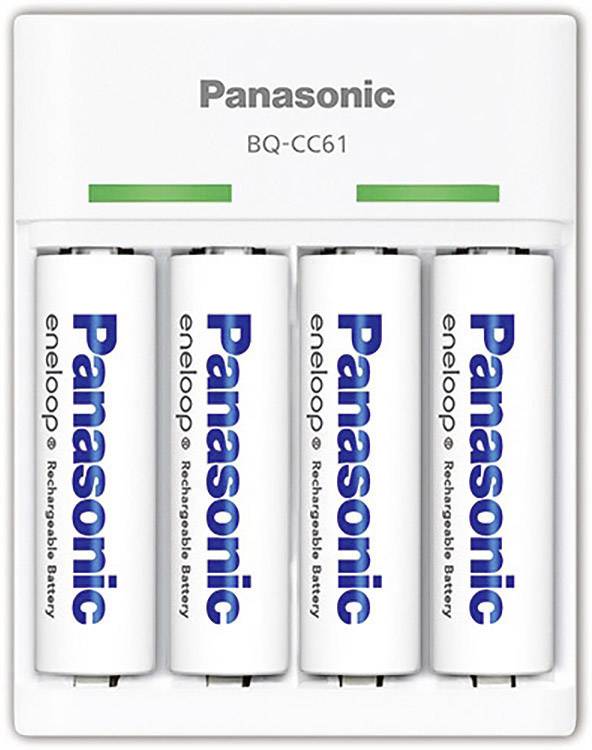 Panasonic BQ CC61 NiMH Micro (AAA), Mignon (AA) Rundzellen ENELOOP USB Ladegerät BQ CC61 weiß für 2 oder 4 Akkus Mignon