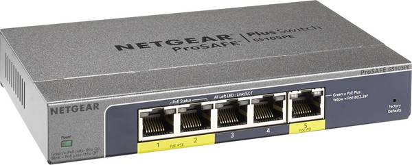 NETGEAR GS105PE-10000S GS105PE-10000S Netzwerk Switch 5 Port PoE-Funktion