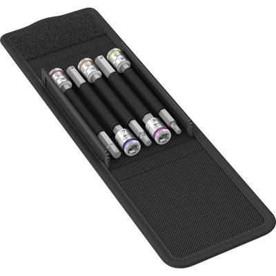 Ein Etui mit sechs Stimmgabeln in verschiedenen Frequenzen, geordnet in zwei Reihen.