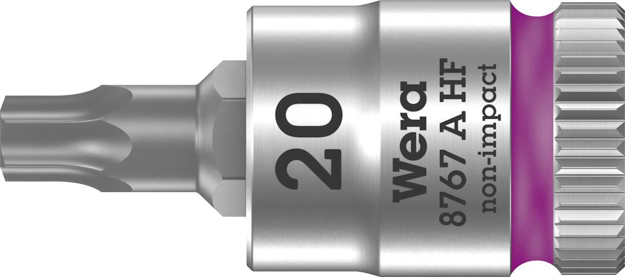 'Torx Bit Wera 8767 A HF T20', für Schraubenmontage, nicht für Schlagschrauber geeignet.