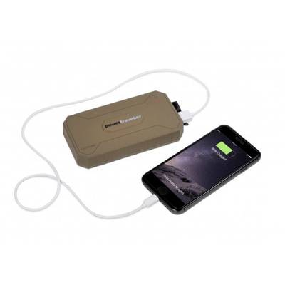 Externe Powerbank mit Smartphone verbunden. Das Smartphone zeigt einen Ladebildschirm an.