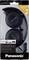 Verpackte, faltbare Panasonic-Kopfhörer für Mobiltelefone. Text: 'Powerful Sound' und 'Portable'. Schwarzes, kompaktes Design.