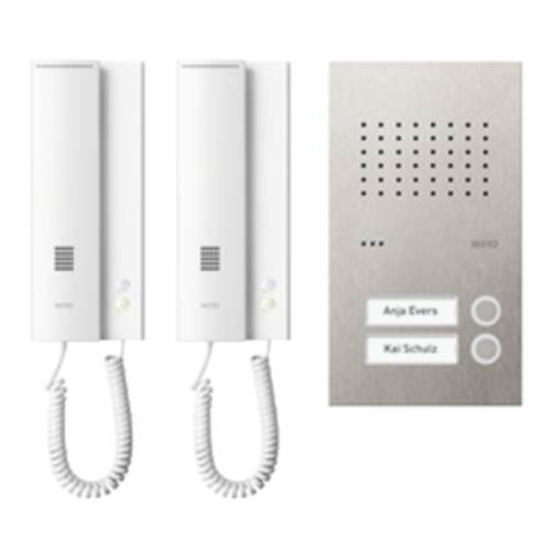 Ritto by Schneider RGE1818225 Türsprechanlage Kabelgebunden Komplett-Set 2 Familienhaus Weiß, Edelstahl