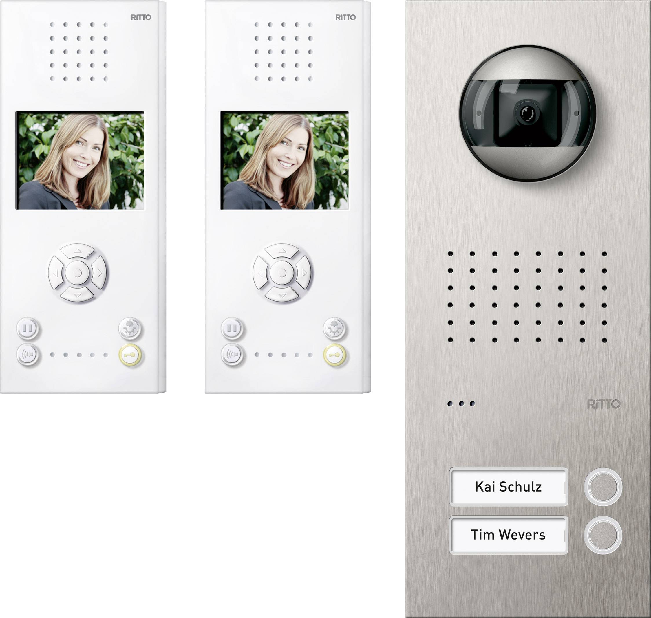 Ritto by Schneider 3850651 VideoTürsprechanlage Kabelgebunden KomplettSet 2 Familienhaus Weiß
