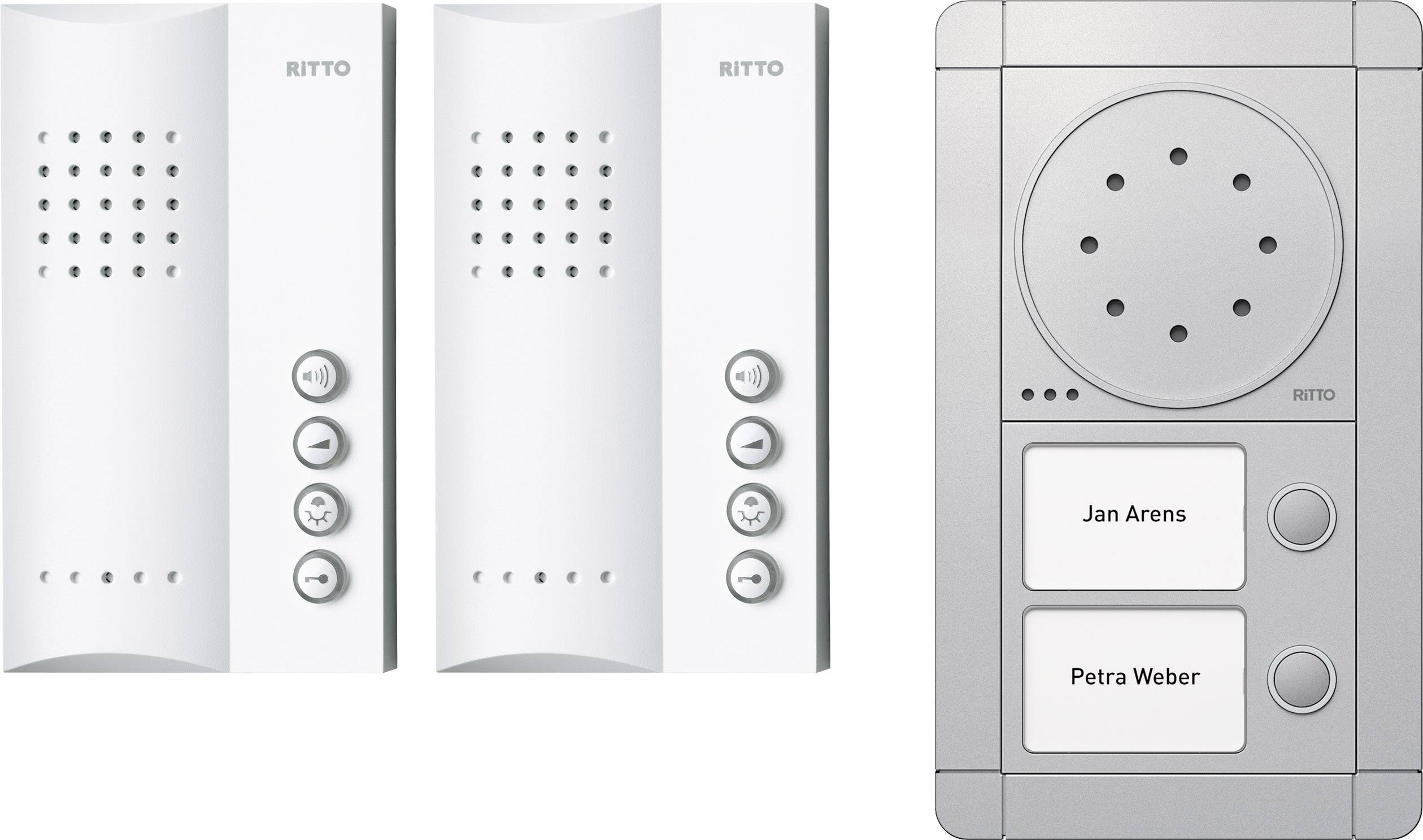 Ritto by Schneider 3857204 Türsprechanlage Kabelgebunden KomplettSet 2 Familienhaus Silber