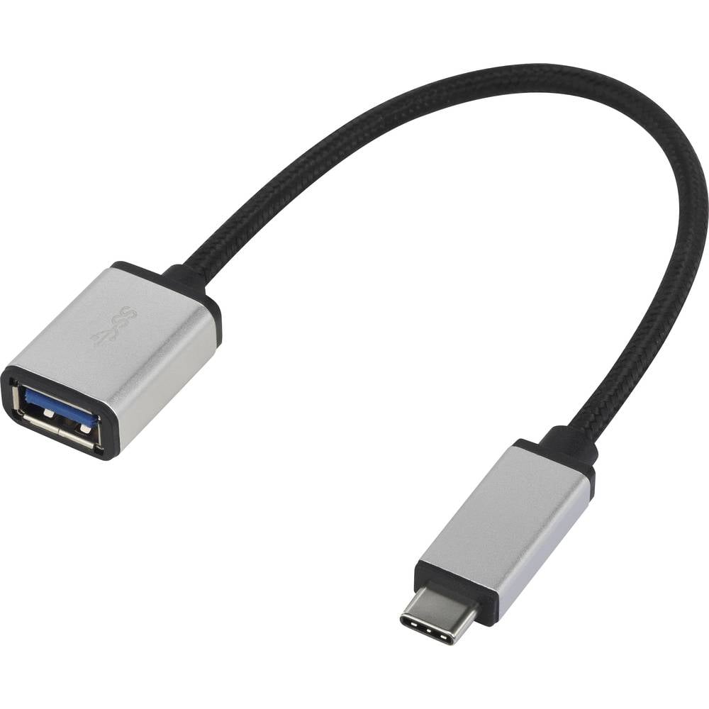 Renkforce USB 3.1 Kabel [1x USB-C stekker 1x USB 3.0 bus A] Zilver Gesleeved