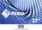 Ein 27-Zoll-Eizo-Monitor mit einem geometrischen, blauen Hintergrundmuster auf dem Bildschirm.