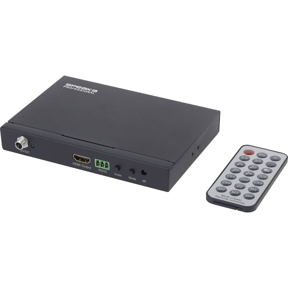 4 poorten HDMI Quad Multi-Viewer SpeaKa Professional SP-HDS-QMV100 met afstandsbediening 1080 x 720 
