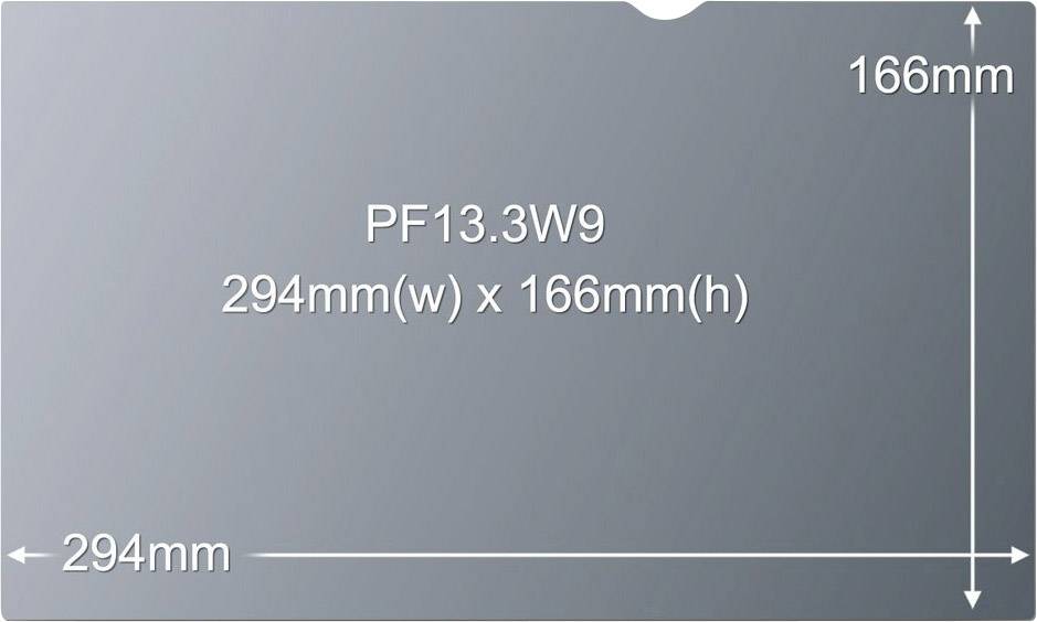 Grauer Filter mit den Maßen 294 mm Breite und 166 mm Höhe, gekennzeichnet als 'PF13.3W9'.