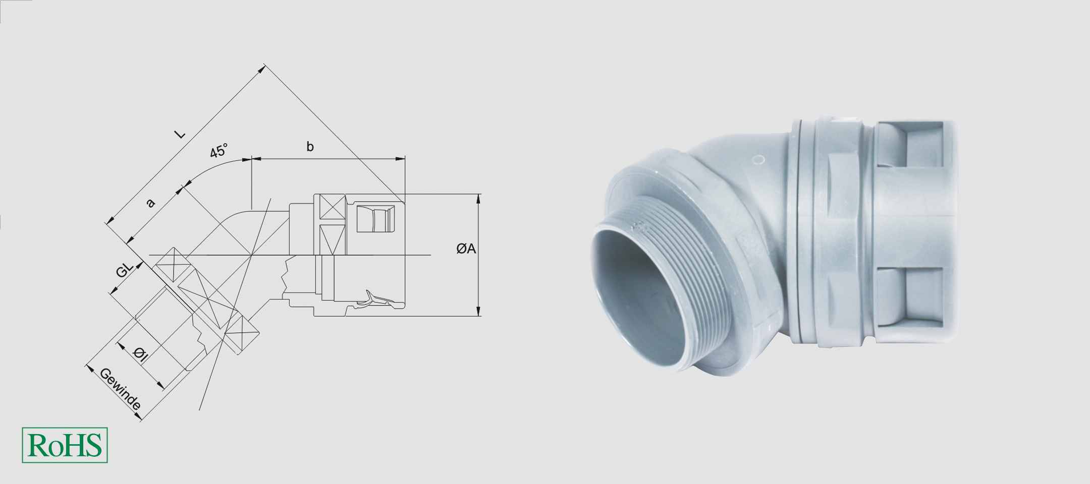 HELU 920205 HSSV 45° M Schlauchverschraubung Schwarz M32 45° 1 St.