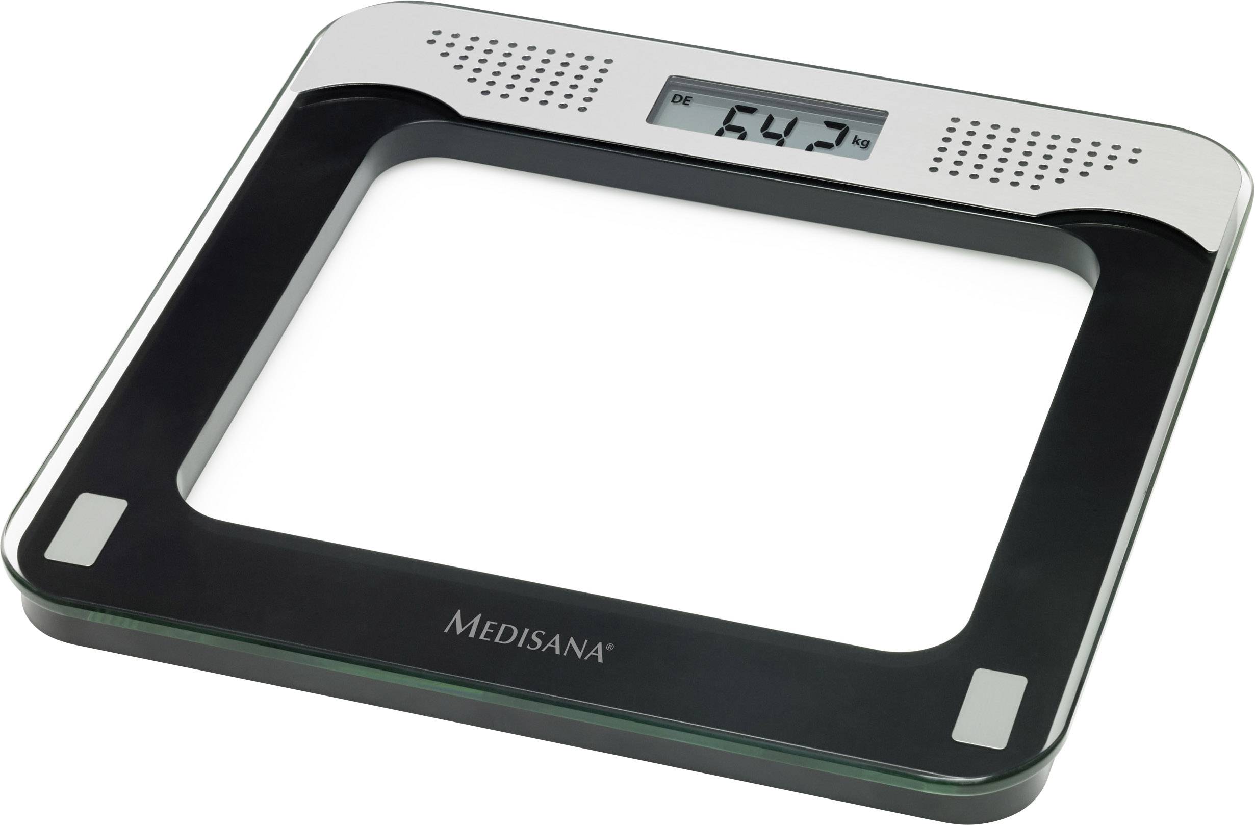 Medisana PS 425 Digitale Personenwaage 40448 Wägebereich (max.)=180 kg Schwarz, Grau, Glas Mit Sprachausgabe-1