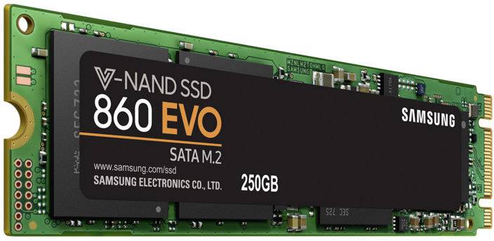 Samsung 860 EVO 250 GB Interne M.2 SATA SSD 2280 M.2 SATA 6 Gb/s Retail MZ-N6E250BW-1