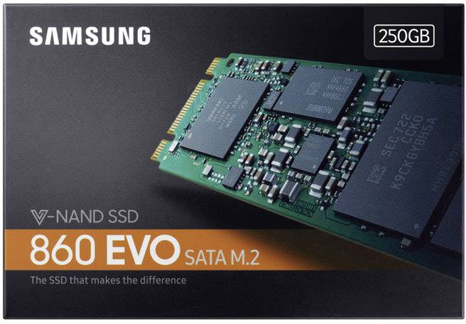 Samsung 860 EVO 250 GB Interne M.2 SATA SSD 2280 M.2 SATA 6 Gb/s Retail MZ-N6E250BW-3