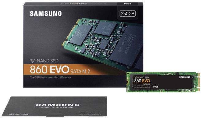 Samsung 860 EVO 250 GB Interne M.2 SATA SSD 2280 M.2 SATA 6 Gb/s Retail MZ-N6E250BW-4