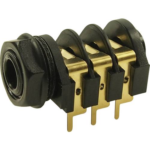 Cliff CL12327 Klinken-Steckverbinder 6.35 mm Buchse, Einbau horizontal Polzahl: 3 Stereo Schwarz 1 St.