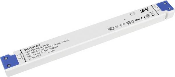 Self Electronics SLT75-24VFG LED-Treiber  Konstantspannung 75 W 0 - 3.1 A 24.0 V/DC Möbelzulassung, nicht dimmbar, Überlastschutz, Überspannung 1 St.
