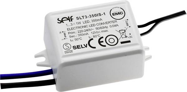 Self Electronics SLT3-350IS-1 LED-Treiber Konstantstrom 3.15 W 350 mA 3.0 - 9.0 V/DC Möbelzulassung, nicht dimmbar, Überlastschutz, Überspannung 1 St.