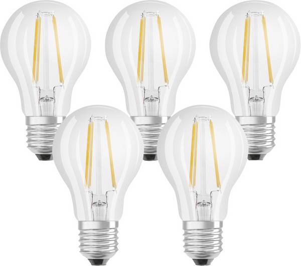 OSRAM HOMELIGHTING 4058075090569 LED EEK E (A - G) E27 Glühlampenform 7 W = 60 W Warmweiß (Ø x H) 60 mm x 105 mm Filament 5 St.