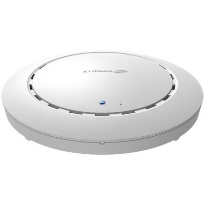 Ein weißer, runder WLAN-Access-Point mit der Aufschrift 'EDIMAX PRO' auf der Oberseite, in der Mitte ein blaues Logo.