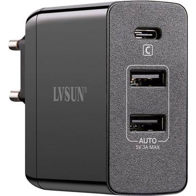 LVSUN Travel LS-QW45-PD USB-Ladegerät Steckdose Ausgangsstrom (max.) 6000 mA 3 x USB, USB-C™ Buchse USB Power Delivery (