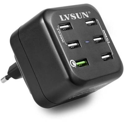 LVSUN Fast LS-6USQ USB-Ladegerät Steckdose Ausgangsstrom (max.) 12900 mA 6 x USB, USB 3.2 Gen 1 Buchse A (USB 3.0) Qualc