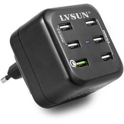 Image of LVSUN Fast LS-6USQ USB-Ladegerät Steckdose Ausgangsstrom (max.) 12900 mA 6 x USB, USB 3.2 Gen 1 Buchse A (USB 3.0)