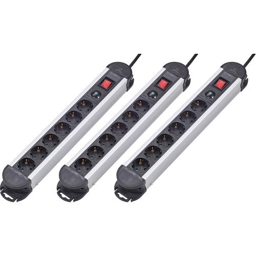 Renkforce 614A-CMB-SX3 Überspannungsschutz-Steckdosenleiste 6fach Schwarz Schutzkontakt 3 St.