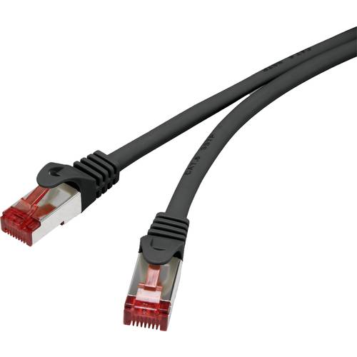 Renkforce RF-4979742 RJ45 Netzwerkkabel, Patchkabel CAT 6 S/FTP 3.00 m Schwarz mit Rastnasenschutz, vergoldete Steckkont...