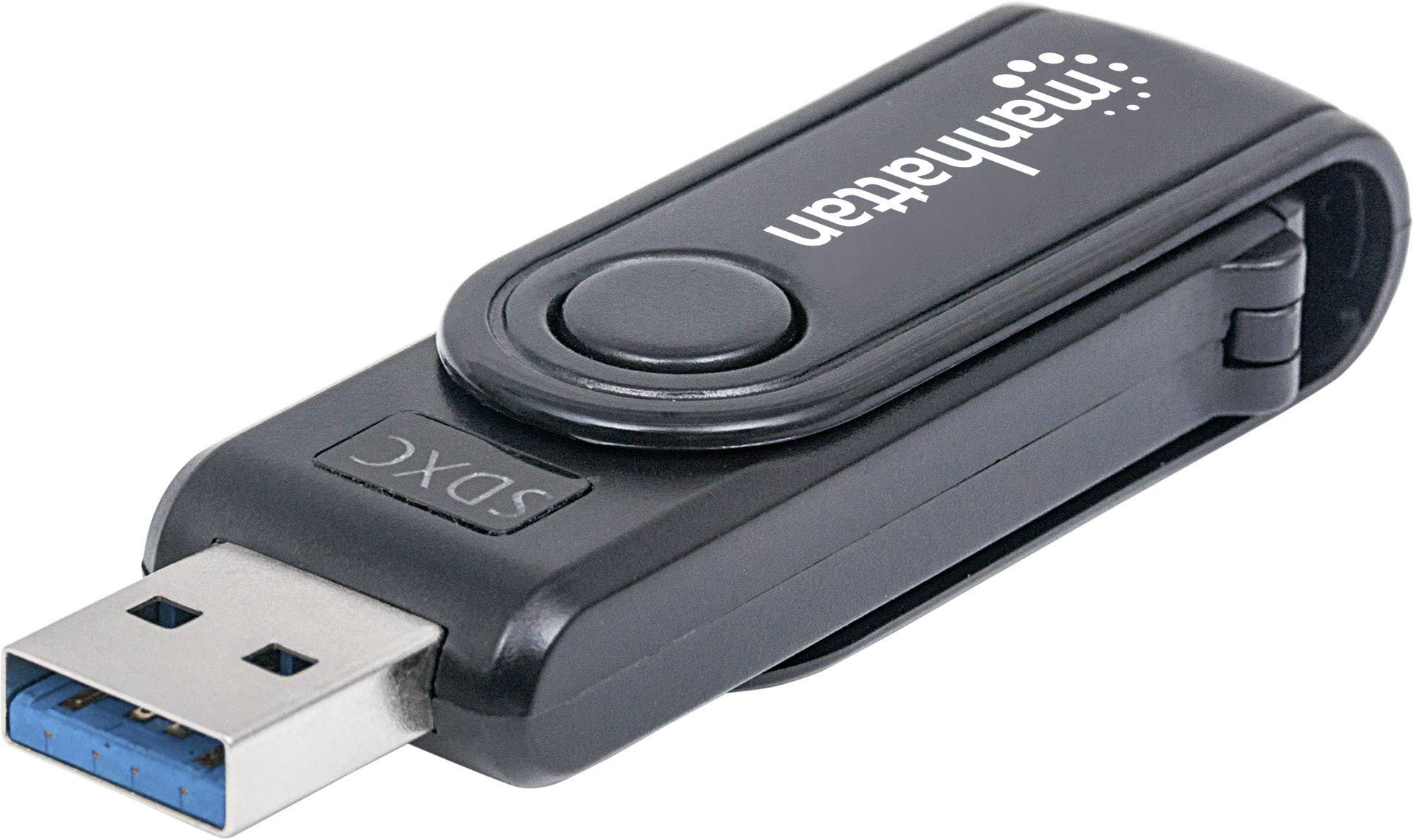 MANHATTAN USB 3.0 Multi-Card Reader/Writer externer Kartenleser 24-in-1 schwarz besonders kompakt