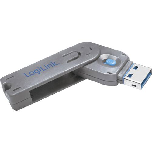 LogiLink USB-A Port Schloss USB PORT LOCK, 1 KEY Silber, Blau inkl. 1 Schlüssel AU0044
